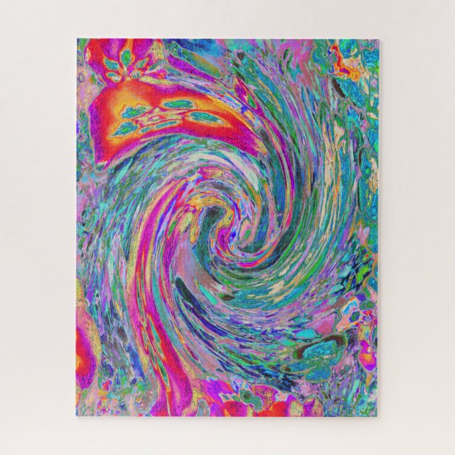 Quebra-cabeça Ondas de Cores Psicodélicas Florais Abstratas em A (Vertical)