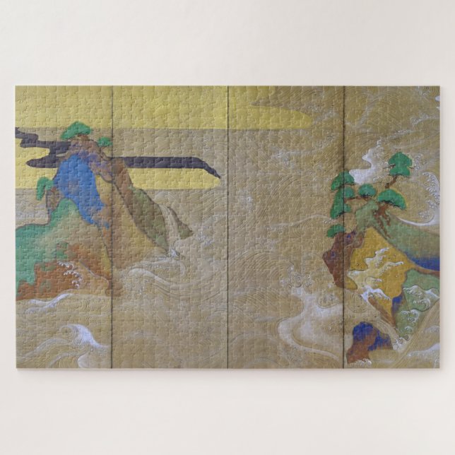 Quebra-cabeça Ondas em Matsushima (Esquerda), Tawaraya Sotatsu (Horizontal)