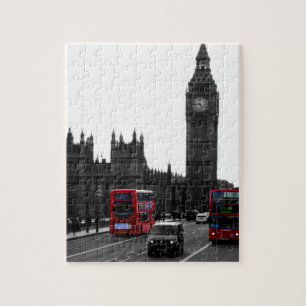 Quebra-cabeça ônibus e Big Ben de excursão vermelho de Londres