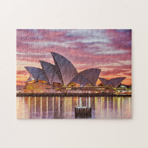 Quebra-cabeça Ópera de Sidney, na Austrália, durante um pôr do s