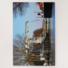 Quebra-cabeça Ophaalbrug over gracht in Nederland.