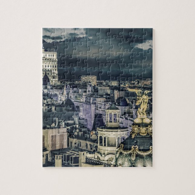 Quebra-cabeça Opinião aérea da cena da noite da arquitectura da (Vertical)