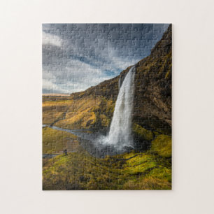 Quebra-cabeça Opinião bonita da paisagem de Seljalandsfoss