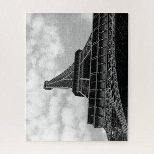 Quebra-cabeça Opinião da torre Eiffel do fole - preto e branco