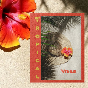 Quebra-cabeça Orange Hibiscus Tropical Vibes