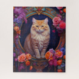Quebra-cabeça Orange Tabby com Bela Joia e Flores