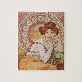 Quebra-cabeça Orange Vintage Elegante Art Nouveau Mucha Topaz