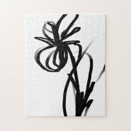 Quebra-cabeça Orchid Blanc: Abstrato branco e preto