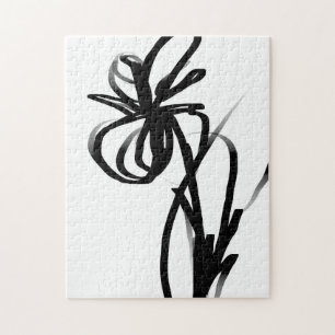 Quebra-cabeça Orchid Blanc: Abstrato branco e preto