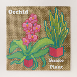 Quebra-cabeça Orchid, snake plant Pixelart, Pixel Art