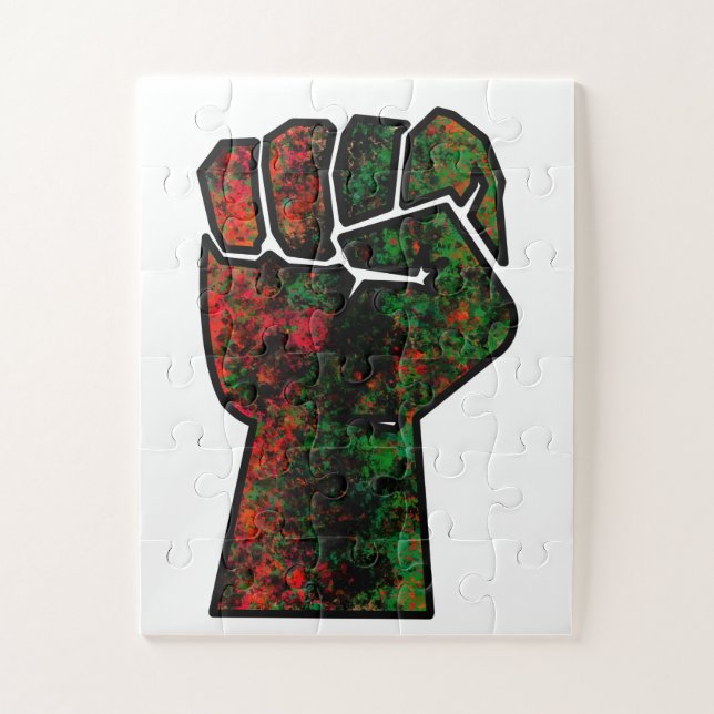 Quebra-cabeça orgulho negro punho vermelho verde bandeira pan-af (Vertical)
