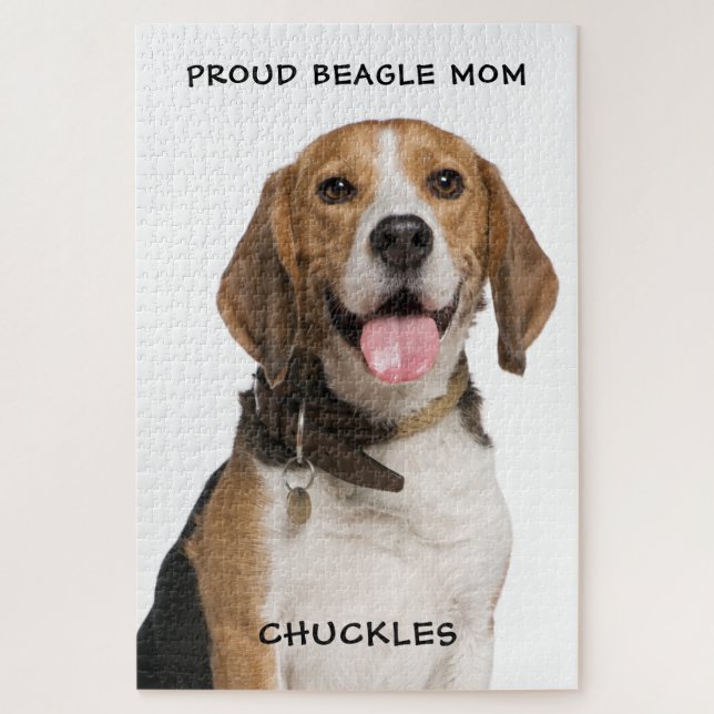 Quebra-cabeça Orgulhoso Beagle Mãe Personalizada Pet Dog Foto (Vertical)