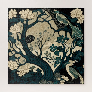 Quebra-cabeça Oriental Bird Art Square Japonês