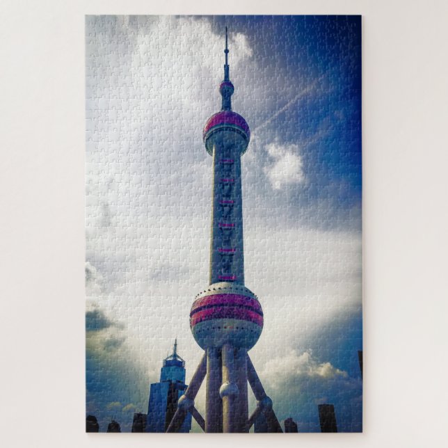 Quebra-cabeça Oriental Pearl Tower - Xangai China - 20x30 polega (Vertical)