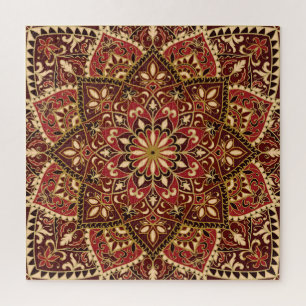 Quebra-cabeça Oriental Red: Tapete Floral Vintage