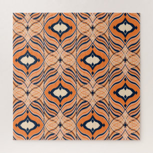 Quebra-cabeça Oriental Sem Costura: Ornamento Laranja Negro