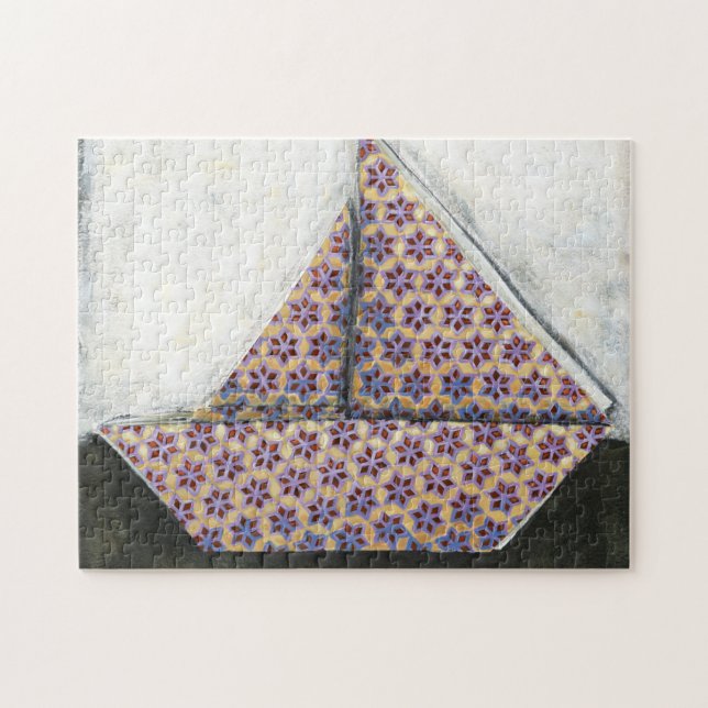 Quebra-cabeça Origami Sailboat no papel Star Design (Horizontal)