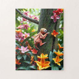 Quebra-cabeça Origami Sloth subindo em uma árvore em uma selva l