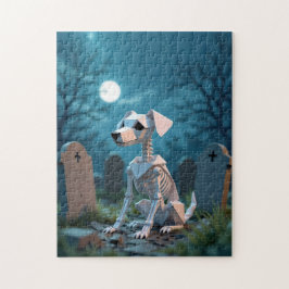 Quebra-cabeça Origami Spooky Halloween Skeleton Dog