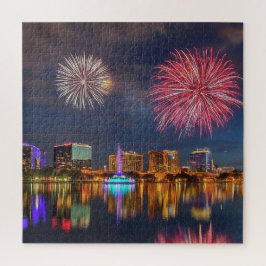 Quebra-cabeça Orlando Florida Lake Eola Fireworks & Fountain