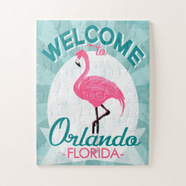 Quebra-cabeça Orlando Florida Pink Flamingo - Vintage Retro Trav