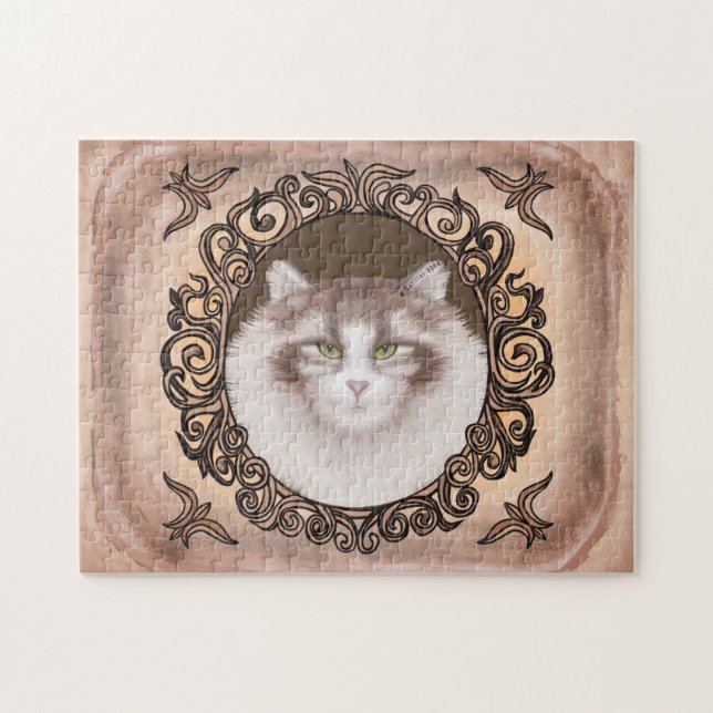 Quebra-cabeça Ornamentado de Gato Norueguês (Horizontal)