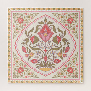 Quebra-cabeça Ornamentado Oriental: Design de Na moda Floral.