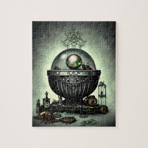 Quebra-cabeça Ornamentado Steampunk Cauldron e Itens Mágicos em