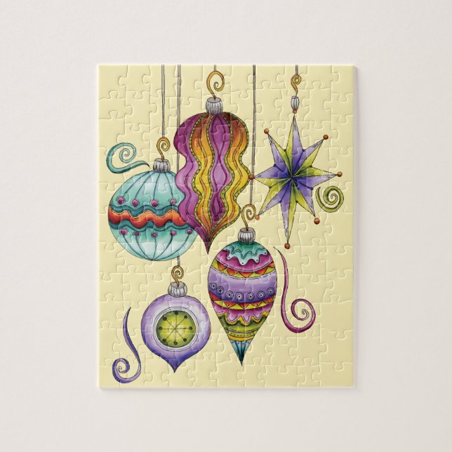 Quebra-cabeça Ornamentos de Natal, Elegante e Vidro Rico (Vertical)