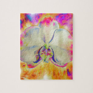 Quebra-cabeça Orquídea rosa, florais de aquarelas surreais