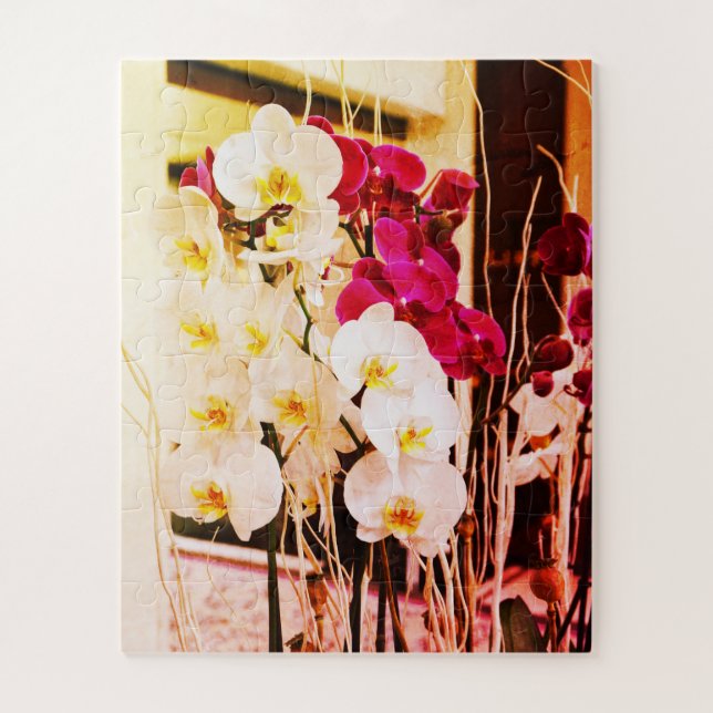 Quebra-cabeça Orquídeas vermelhas e brancas (Vertical)