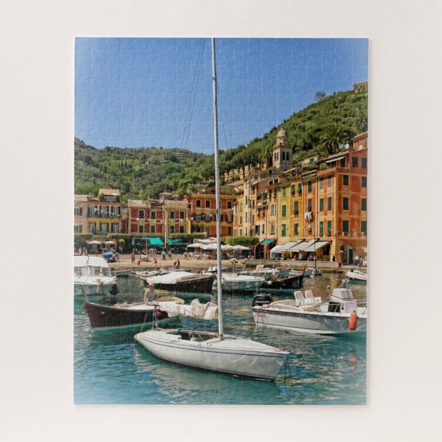 Quebra-cabeça Os Barcos de Portofino, Itália - 16 x 20 polegadas (Vertical)