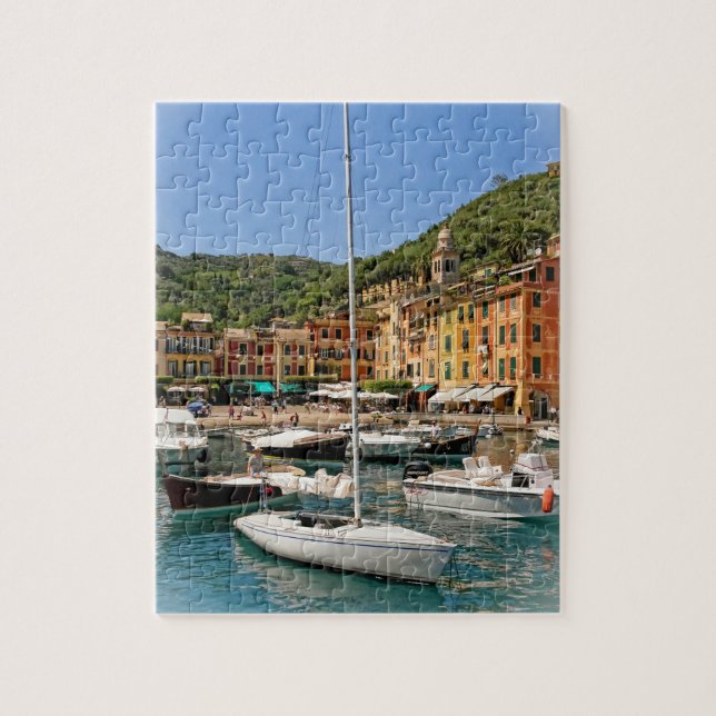 Quebra-cabeça Os Barcos de Portofino, Itália - 8x10 polegadas (Vertical)
