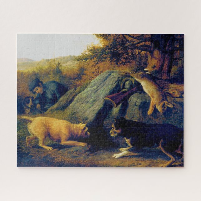 Quebra-cabeça Os Caçadores de Coelhos Thomas Hewes Hinckley 1850 (Horizontal)