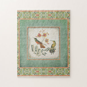 Quebra-cabeça Os colibris n do vintage do Chinoiserie florescem