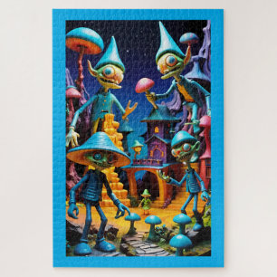 Quebra-cabeça Os Duendes de Groll-Town - Arte Fantástica de Ken