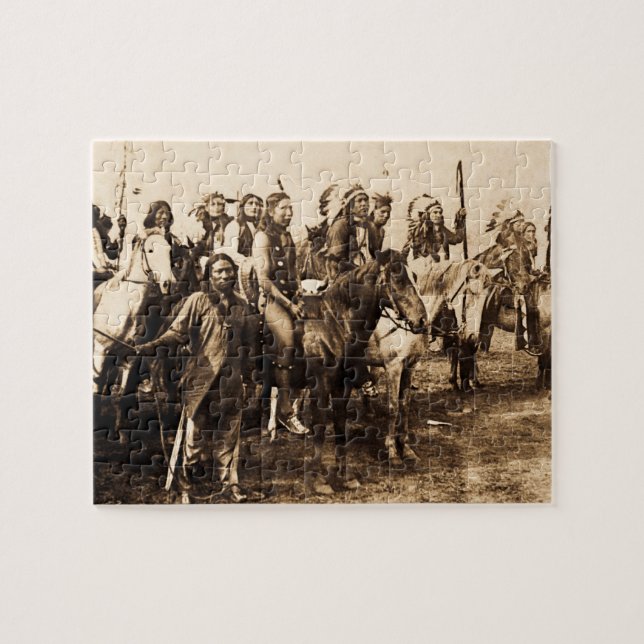 Quebra-cabeça Os guerreiros poderosos do nativo americano do (Horizontal)