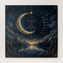 Quebra-cabeça Os Guias da Lua | Arte Celestial da Lua e Estrelas