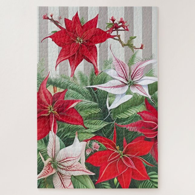 Quebra-cabeça Os híbridos Red Amaryllis e Poinsettia (Vertical)