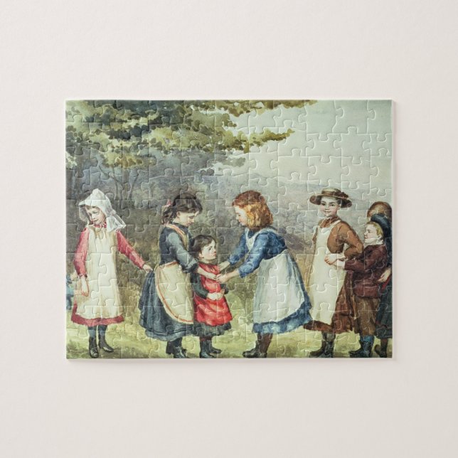 Quebra-cabeça Os jogos das crianças, c.1880 (w/c no papel) (Horizontal)