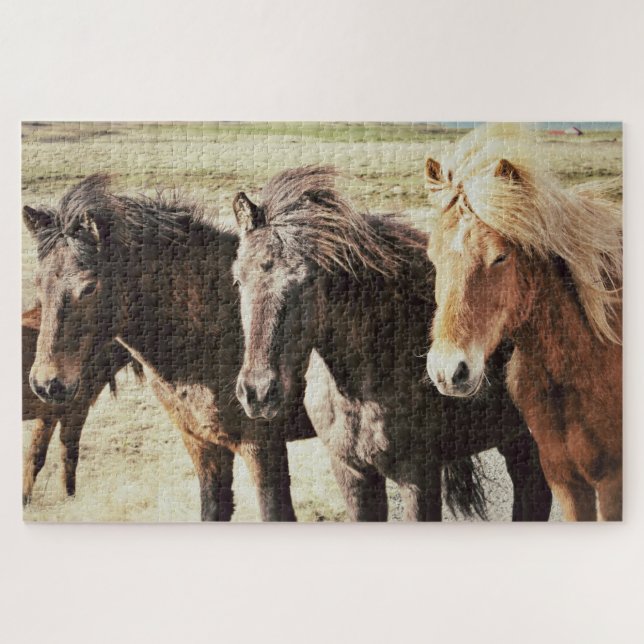 Quebra-cabeça Os Três Amigos Islandeses De Cavalo (Horizontal)