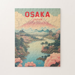 Quebra-cabeça Osaka Japan Mount Fuji Viagem Art Vintage
