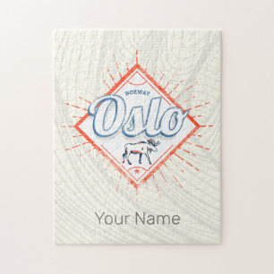 Quebra-cabeça Oslo Capital Noruega Retro Moose Vintage Souvenir