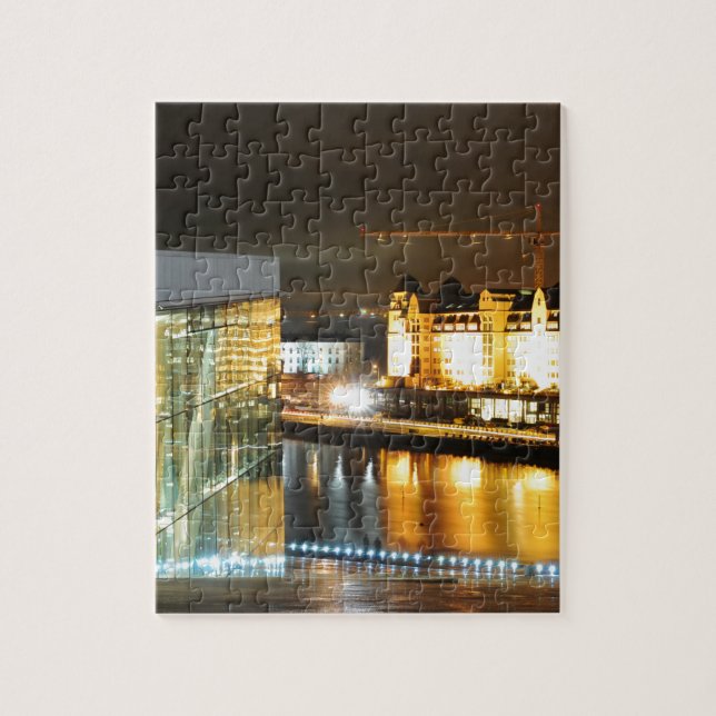 Quebra-cabeça Oslo, Noruega na noite (Vertical)