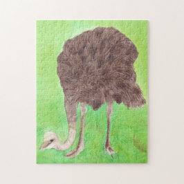 Quebra-cabeça Ostrich Bird Watercolor Painting CherylsArt Quebra