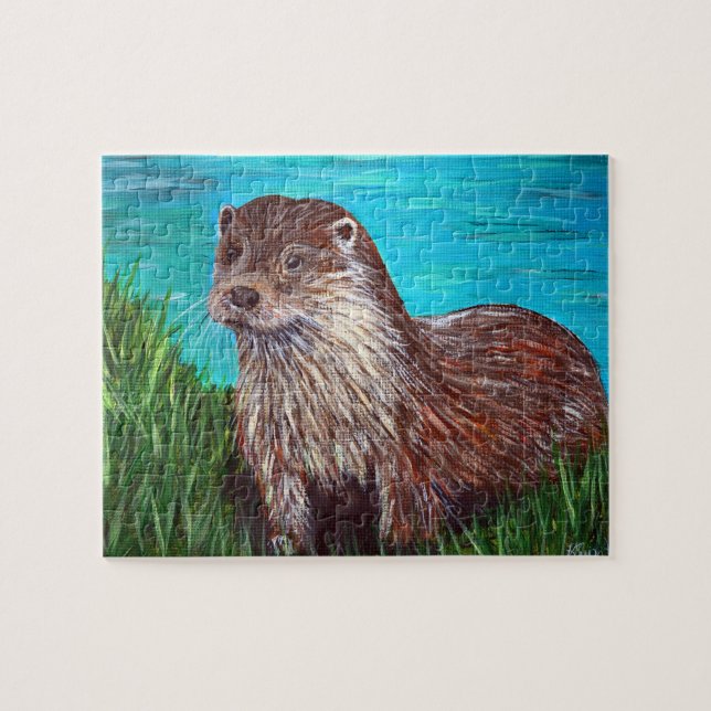 Quebra-cabeça Otter por pintura de um rio (Horizontal)