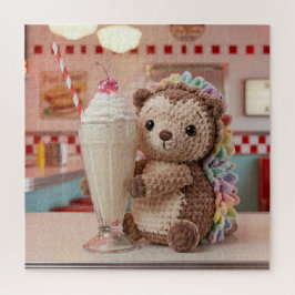 Quebra-cabeça ouriço Crochê e Milkshake no Diner Retrô