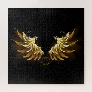 Quebra-cabeça Ouro Angel Wings sobre fundo preto