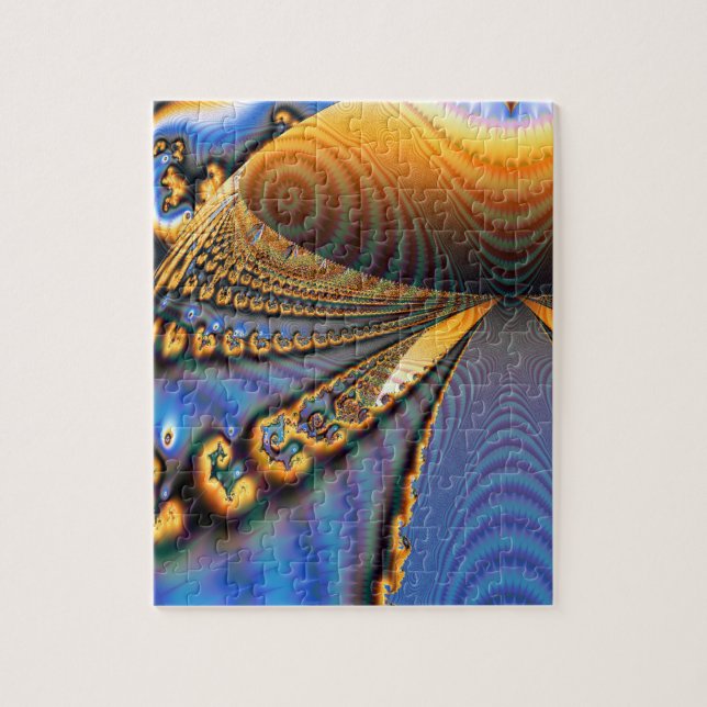 Quebra-cabeça Ouro & azul do Fractal da luminosidade da (Vertical)