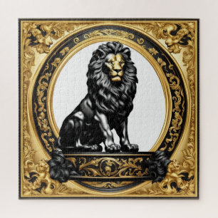 Quebra-cabeça Ouro de leão e quadro ornamental negro